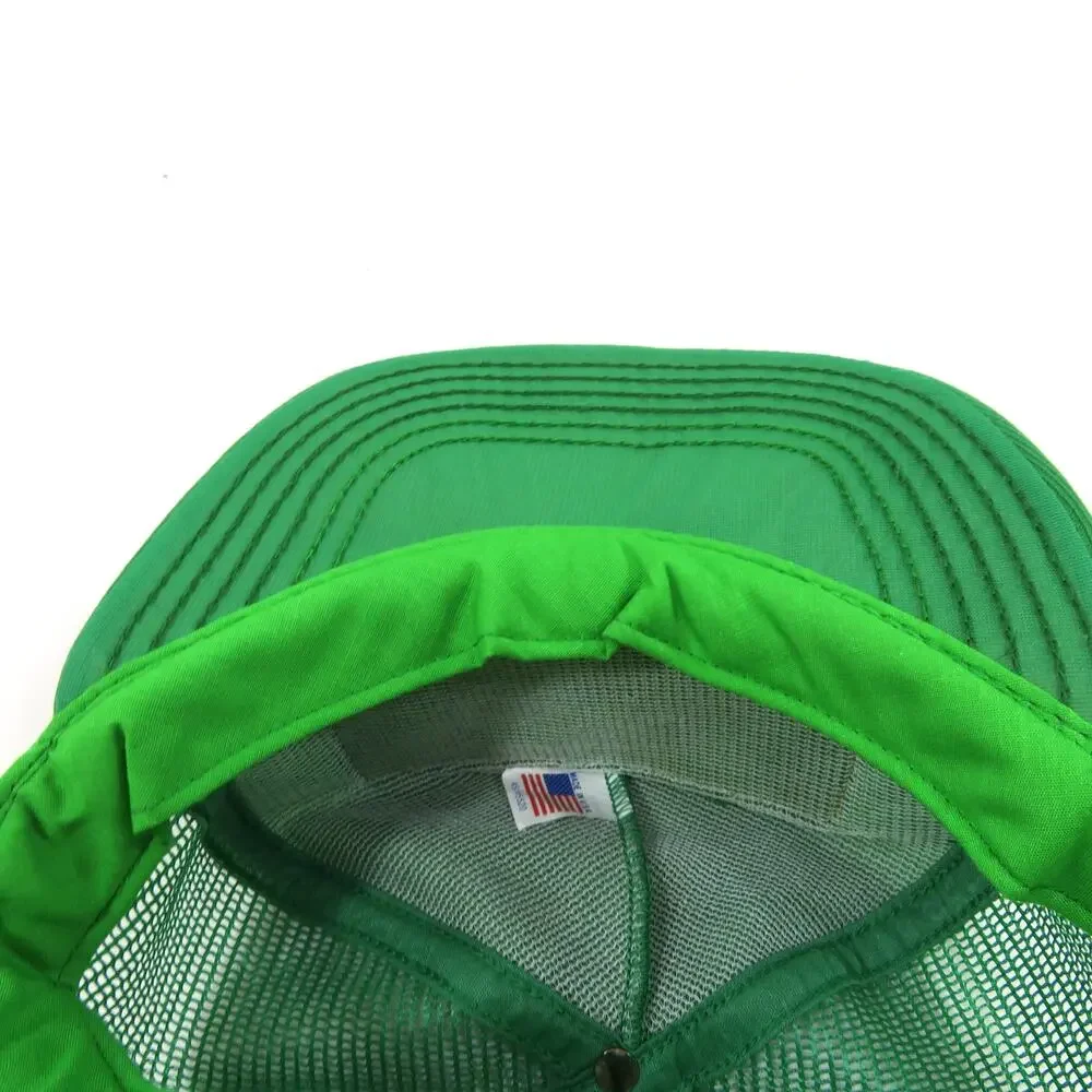 Prairie Trucker Hat Made in USA Cap Green White Gold Mesh One Size Snapback